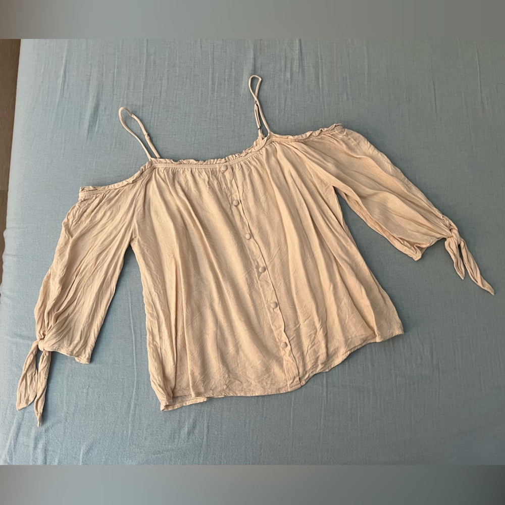 Cold Shoulder Beige Top